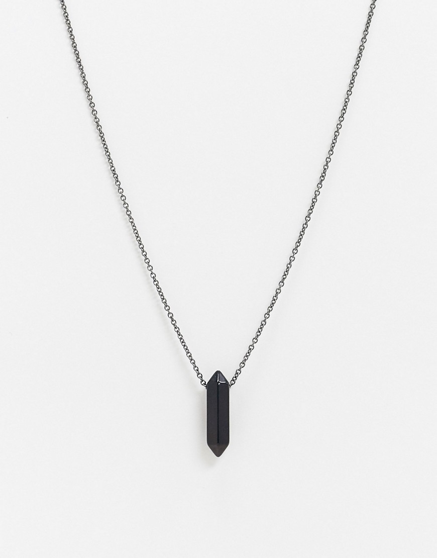 Status Syndicate black crystal necklace-Silver