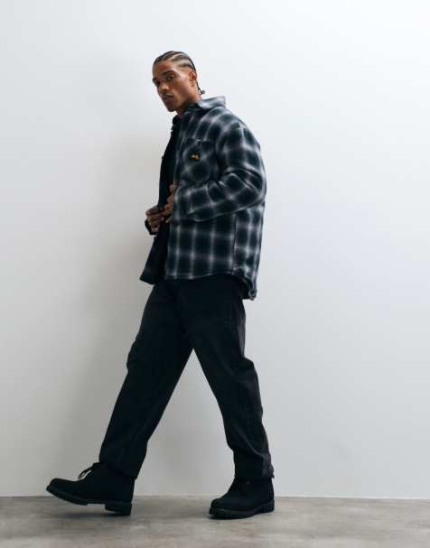 Stay Ray quilted overshirt in green check - view 1