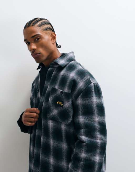 Stay Ray quilted overshirt in green check, 2 of 5