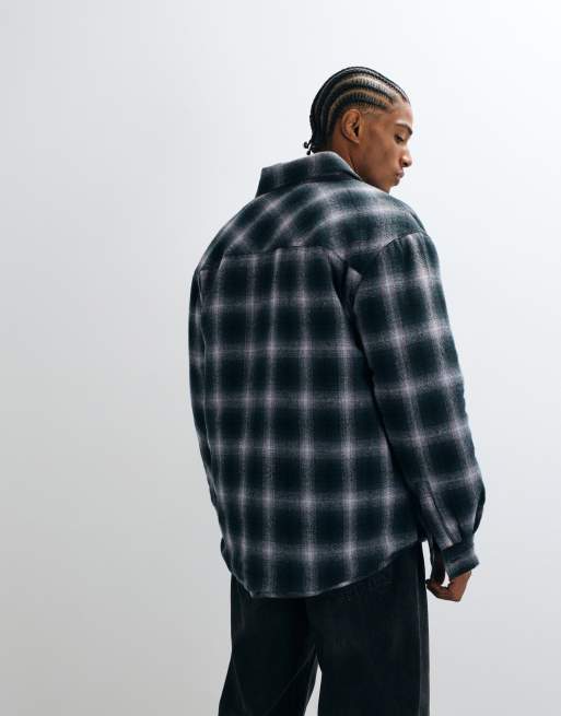 Stay Ray quilted overshirt in green check, 3 of 5