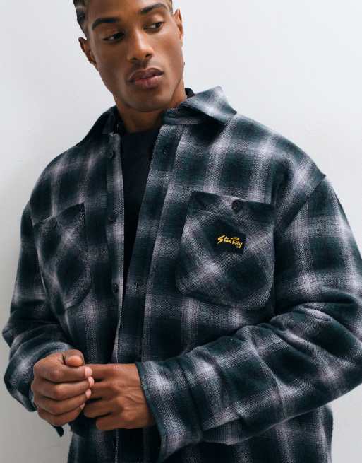 Stay Ray quilted overshirt in green check, 4 of 5