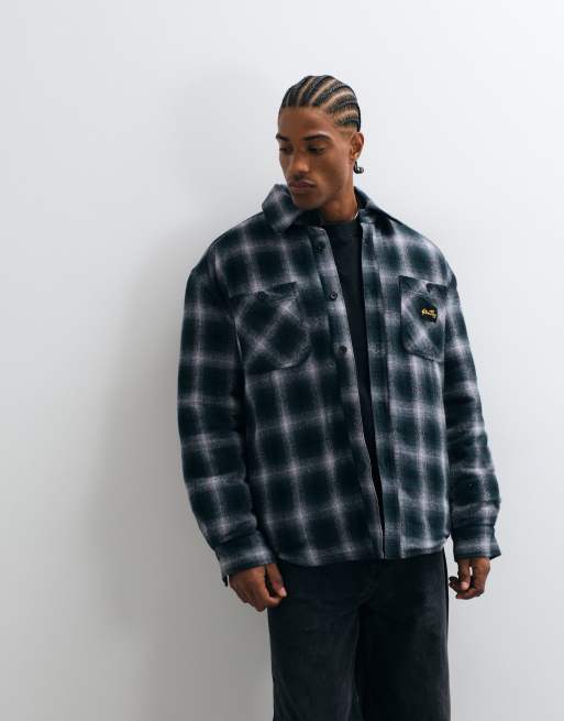 Stay Ray quilted overshirt in green check, 5 of 5