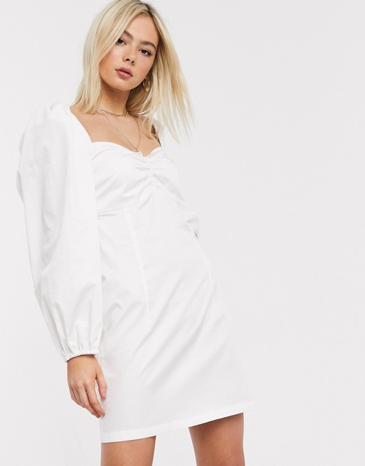 Stefania Vaidani heidi poplin mini dress with volume sleeve in white