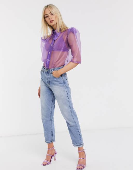 Purple cheap organza top