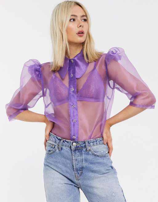 Purple store organza top