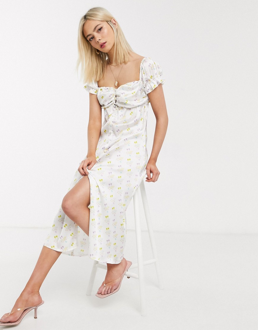 Stefania Vaidani - Stella - Midi-jurk met print van strandstoel van Venice Beach in crème-Multi
