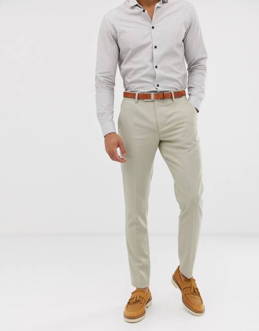 Stenfarvet skinny jakkesæt til bryllup i mikrotekstur fra ASOS DESIGN, 2 af 3