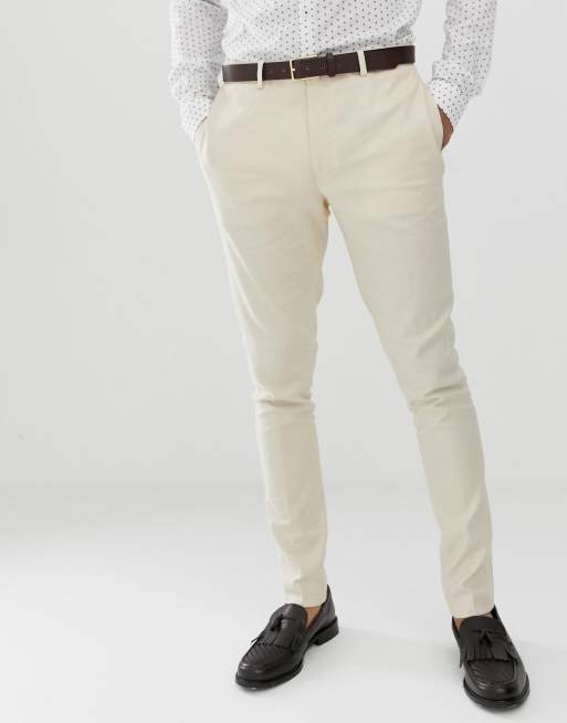 ASOS DESIGN stenfarvet super skinny bryllupsjakkesæt i hør, 3 af 4