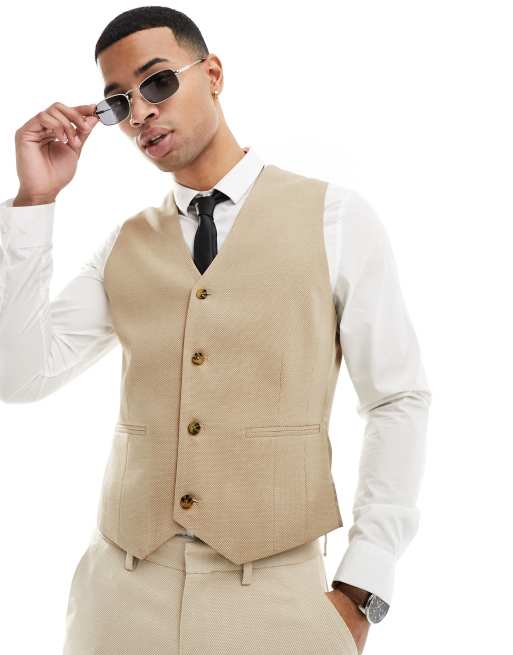 Stenfarvet skinny bryllupsvest fra ASOS DESIGN