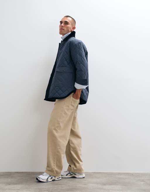 Steppjacke mit Kontrastkragen in Aschblau, 4 von 5