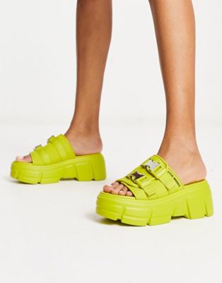 Steve Madden Activator chunky mules in lime - ASOS Price Checker