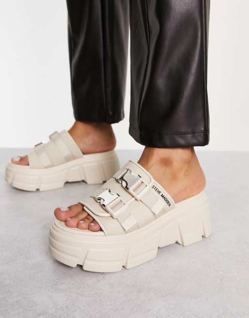 Steve Madden – Activator – Mules in gebrochenem Weiß mit dicker Sohle