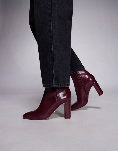 Steve Madden Adelisa round toe ankle boots in leather dark cherry - view 1