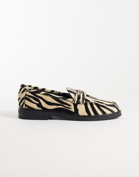 Steve Madden Adison loafer i taupe med zebraprint - view 1