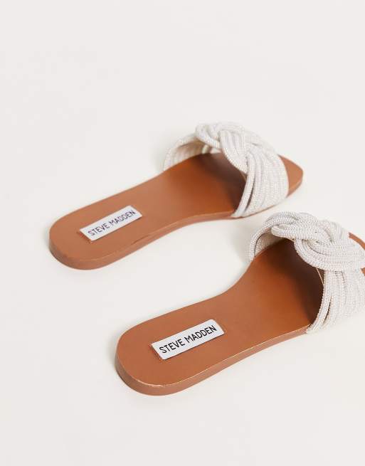 Steve Madden Adore braided sandals in white shiny