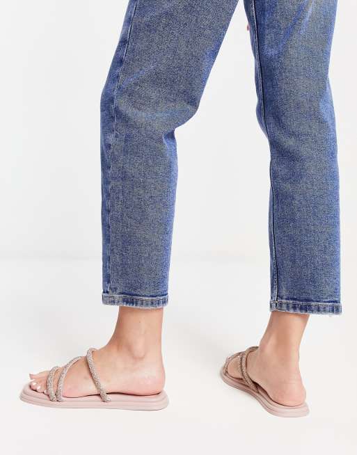 Steve Madden - Adrift - Platte sandalen met siersteentjes in roze, 3 van 4