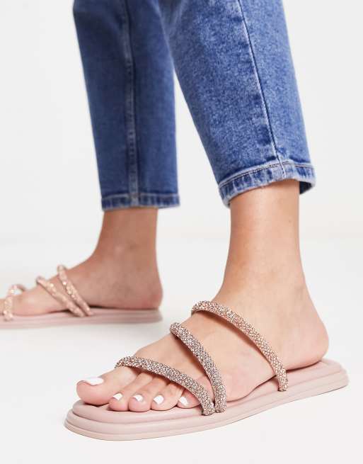 Steve Madden - Adrift - Platte sandalen met siersteentjes in roze, 4 van 4