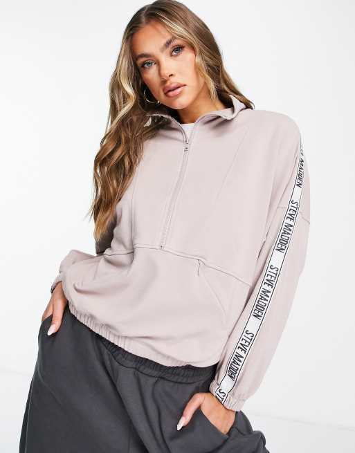 Steve Madden - Afleece - Maglione in pile lilla con zip corta
