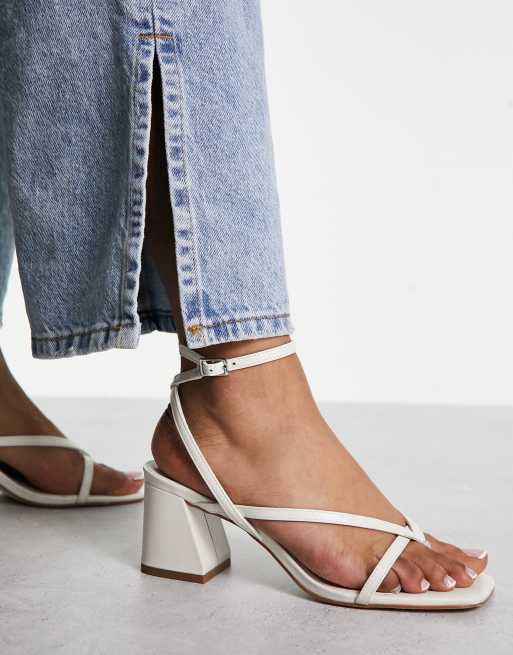 Steve Madden Alaina mid heeled sandal in bone ASOS