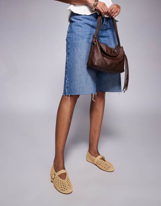 Steve Madden - Alara - Naturfarvede flade ballerinaer i vævet raffia, 2 af 4