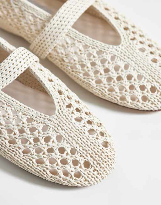 Steve Madden - Alara - Sandfarvede flade balerinaer i flet, 3 af 4