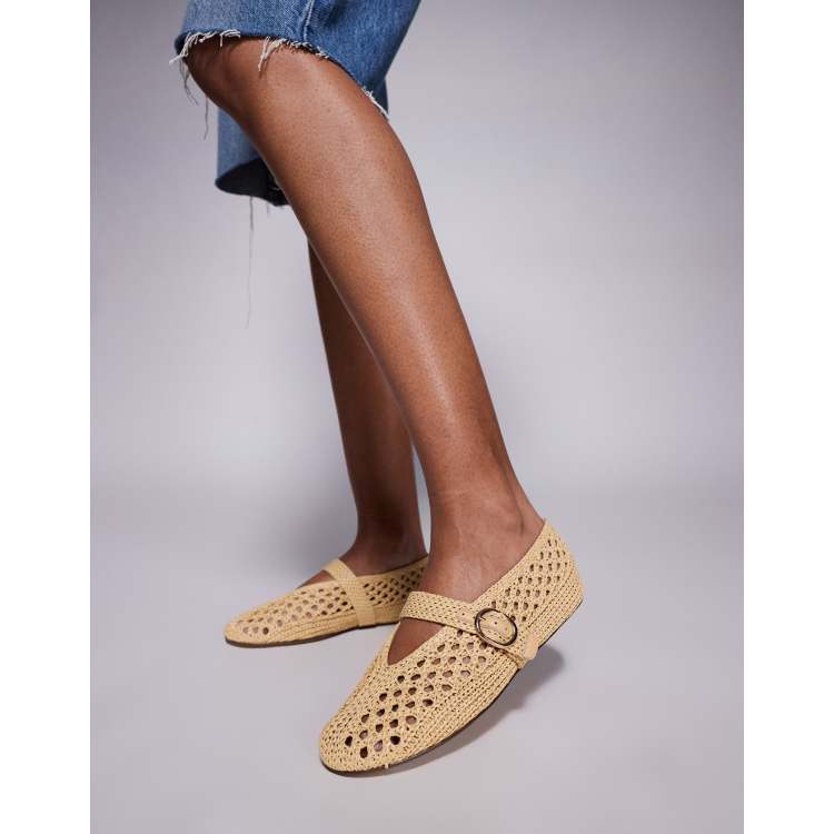 Steve Madden Alara woven ballet flats in natural raffia ASOS