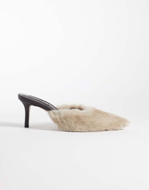 Steve Madden - Alexi - Kastanjefarvede mules i imiteret pels med hæl - view 1