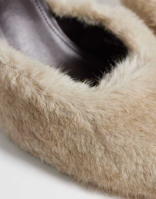Steve Madden - Alexi - Mules à talon en fausse fourrure - Châtaigne, 3 de 4