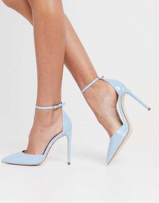 Steve Madden Alisha heeled shoe with ankle strap in blue
