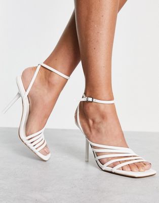 Steve Madden All In strappy heeled sandals in white  - ASOS Price Checker