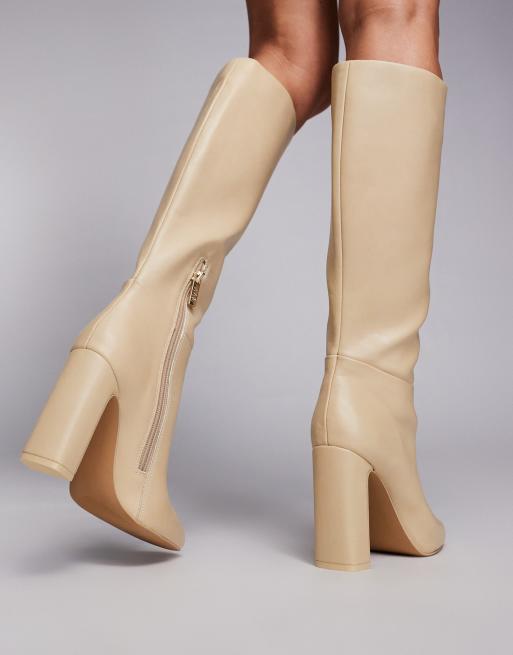 Steve Madden Ally Knee Boot in Cream ASOS