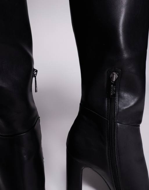 Steve Madden - Ally - Kniehoge laarzen van leer in zwart, 3 van 4