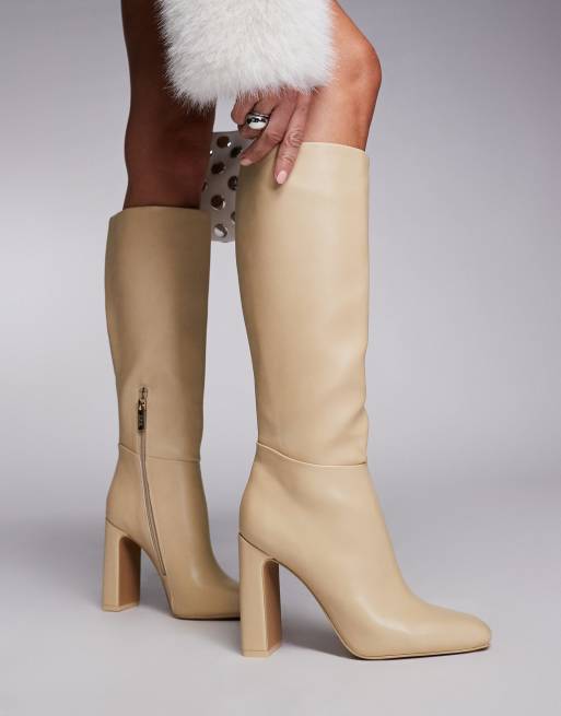 Steve Madden – Ally – Kremowe botki do kolan, 3 z 4