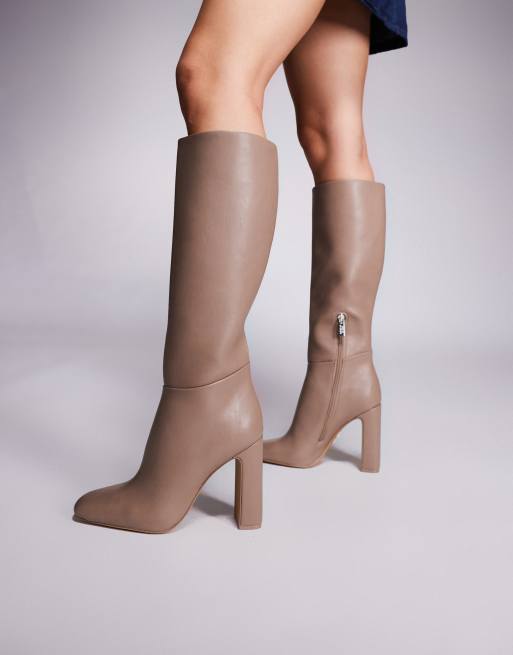 Steve Madden - Ally - Stivali al ginocchio color tortora in pelle