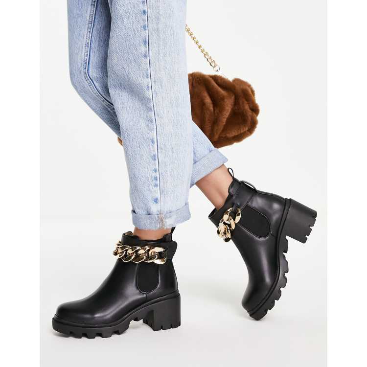 Steve Madden Amulet-C chain detail mid heel in black | ASOS