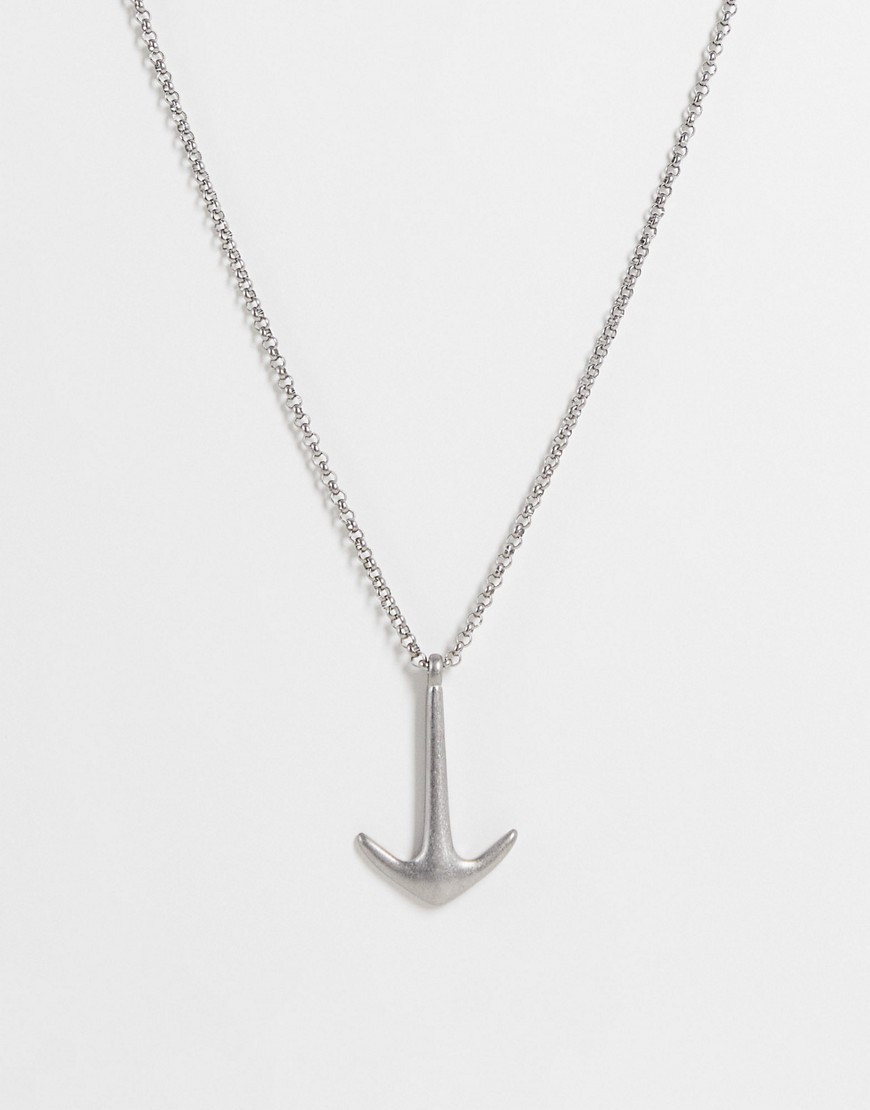 Steve Madden Anchor Pendant Necklace In Silver