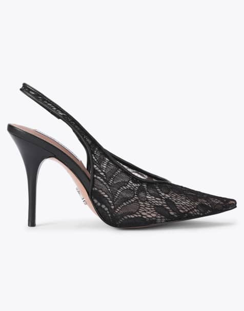 Steve Madden Andromeda black lace heeled shoes in black combination - view 1
