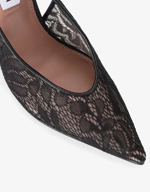 Steve Madden Andromeda black lace heeled shoes in black combination, 4 of 4