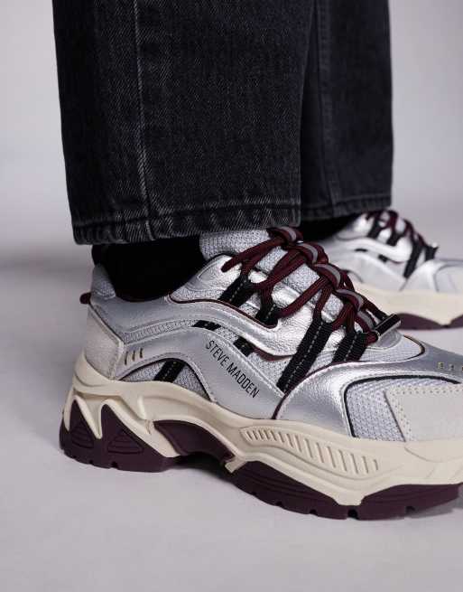 Steve Madden Animates chunky trainers in silver, 3 of 5
