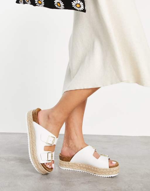 Steve Madden - Annika - Sandales à semelle plateforme avec double boucle - Blanc