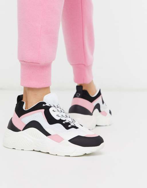 Steve Madden Antonia trainer in black and pink multi | ASOS