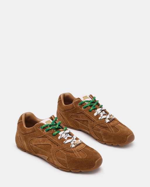Steve Madden – Asiel – Wildleder-Sneaker in Kamelbraun mit farblich abgesetzten Schnürsenkeln, 2 von 4
