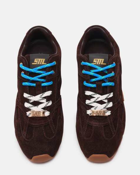 Steve Madden – Asiel – Wildleder-Sneaker in Schokobraun mit farblich abgesetzten Schnürsenkeln - view 1