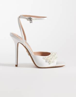  Atheria heeled sandal with pearls in ivory satin