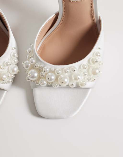 Steve Madden - Atheria - Sandalen met hak en parels in ivoorwit satijn, 2 van 4