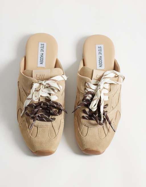 Steve Madden Atlas backless slip on trainer  in beige suede, 3 of 5