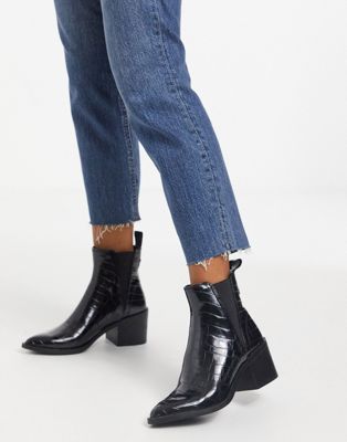Steve Madden Audience heeled ankle boots in black croc