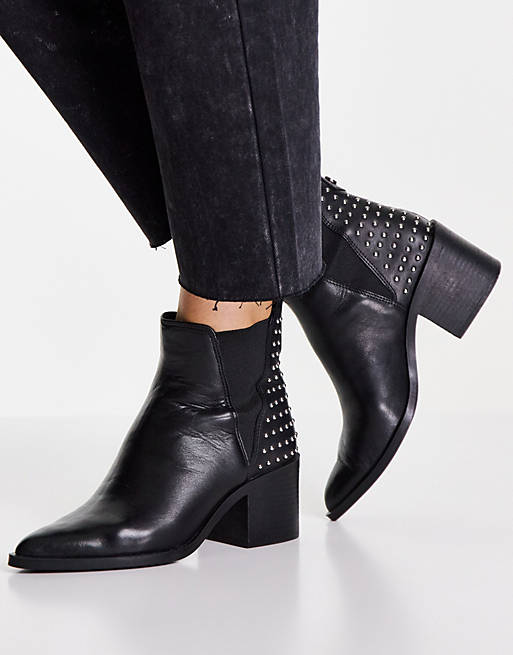 Steve Madden audtion pointed heeled chelsea boots in black leather