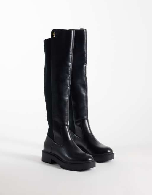 Steve Madden Axel chunky knee boots in black leather, 2 of 4