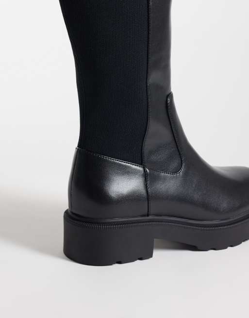 Steve Madden Axel chunky knee boots in black leather, 3 of 4